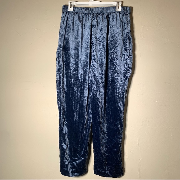Anthropologie Ett:Twa Velvet Cropped jogger Pants l Blue Size: M high waist - Picture 7 of 8